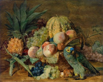 green parrot and still life Oil Paintings